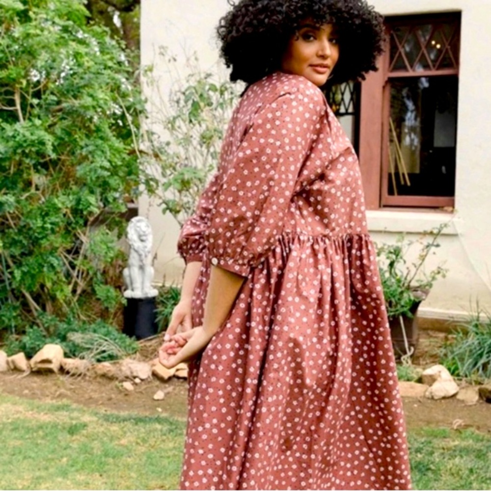 Tradlands Augusta Floral Plum/Brownish-Purple Midi Dress